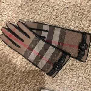 Burberry Plaid Gloves - Brown, Black, and Red